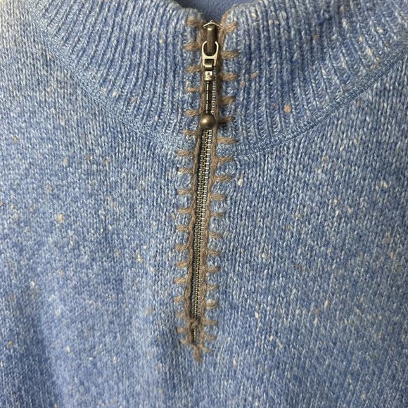 Woolrich Sweater Womens Large Blue Heather 1/4 Zip Lambs Wool Accent St… - Picture 6 of 10